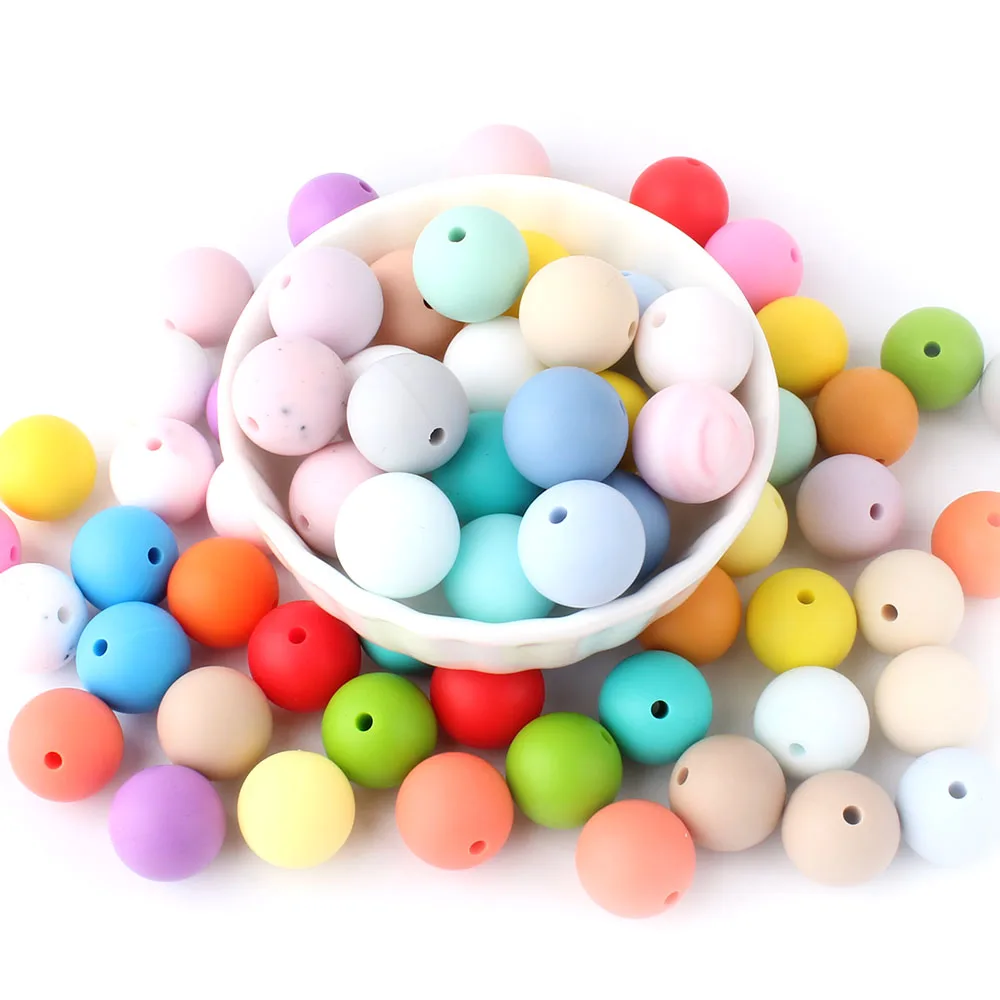 

Keep&Grow 20pcs 15mm Round Silicone Beads Teething Baby Care Oral Toys Pacifier Chain Accessories Baby Teether Products BPA Free