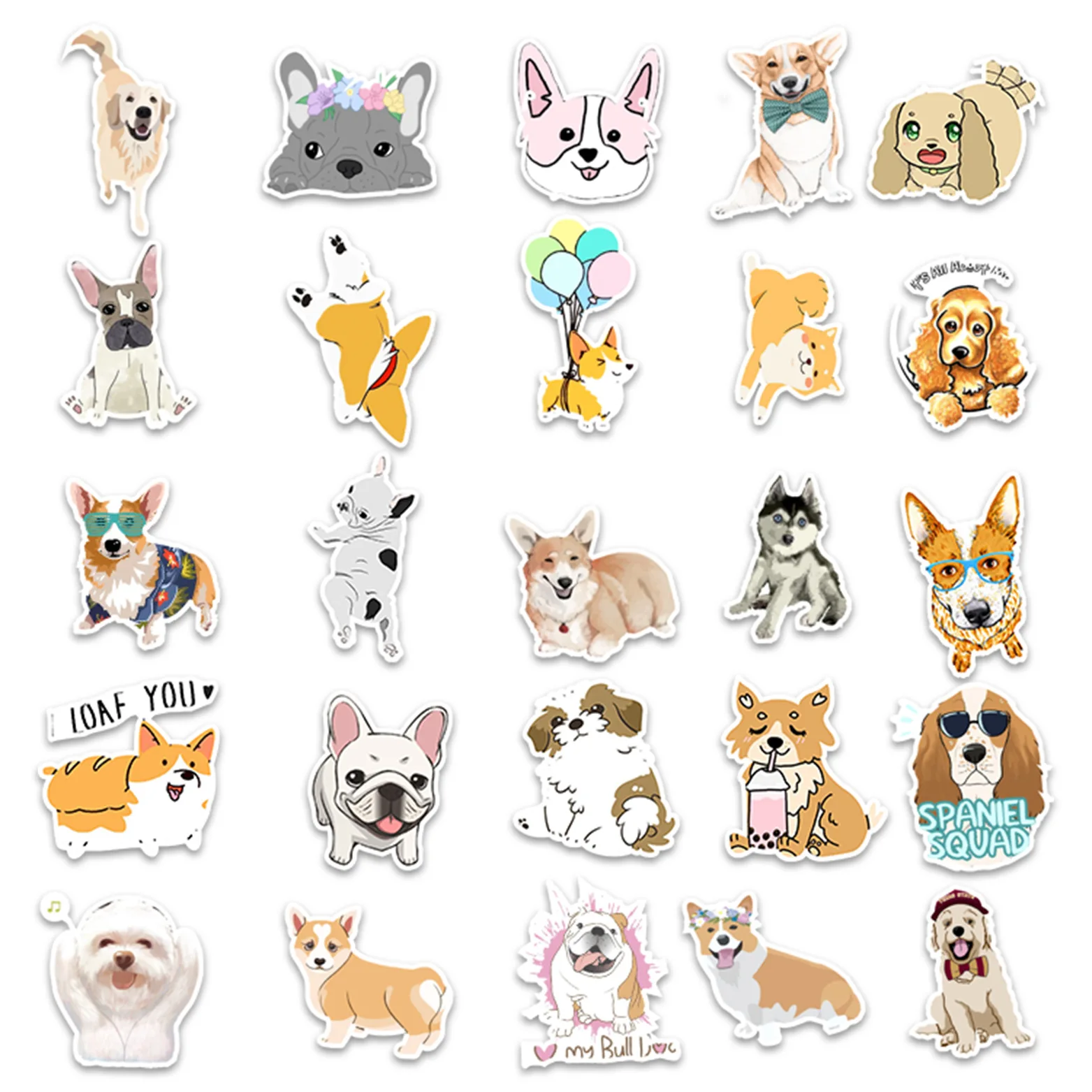 

10/50PCS Cartoon Stickers Dog Cute Different Style Dogs Sticker Animals Funny Corgi on Laptop Phone Pet Supplies Party Kids Gift