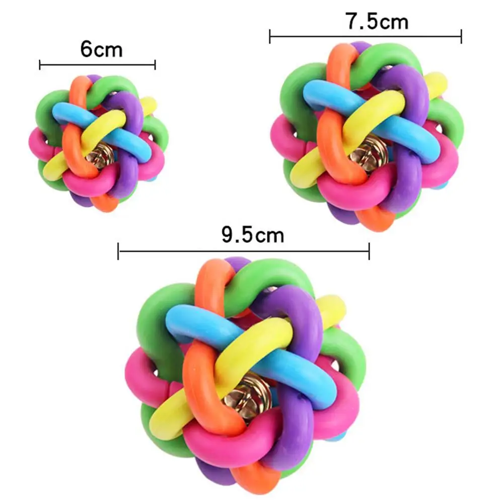

Pet Dog Puppy Colorful Woven Ball Bell Sound Teeth Cleaning Training Chew Toy Pet Teeth Grinding Ball Funny Cat ScratchesToys