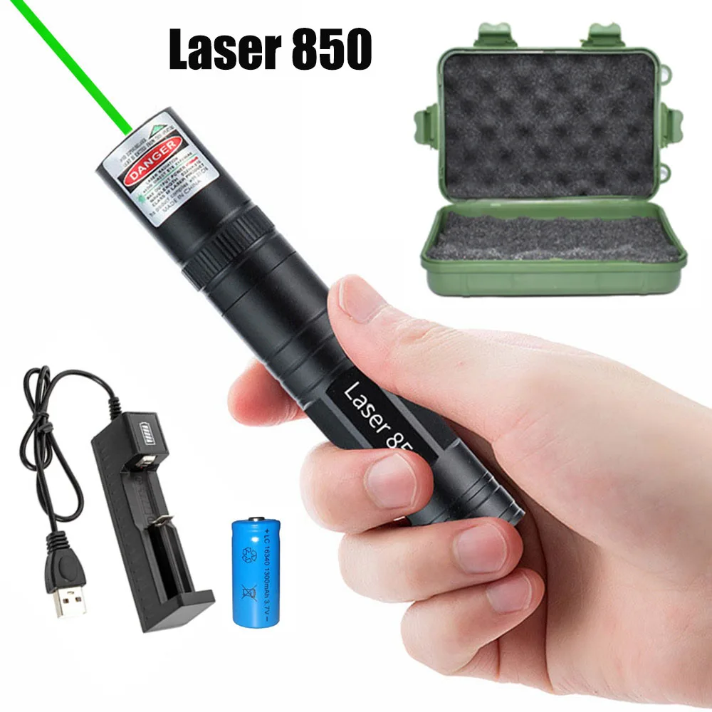 

Зеленая лазерная указка с USB-зарядкой, портативный мини-лазер 8000 нм, высокомощный ультрадлинный луч 850 м, внешняя фотовспышка