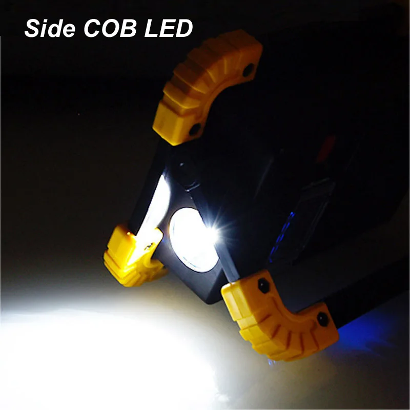 구매 LED 휴대용 스포트라이트 Led 작업 조명 USB 충전식 손전등 야외 여행 램프 캠핑 랜턴 사용 18650 배터리 5 개