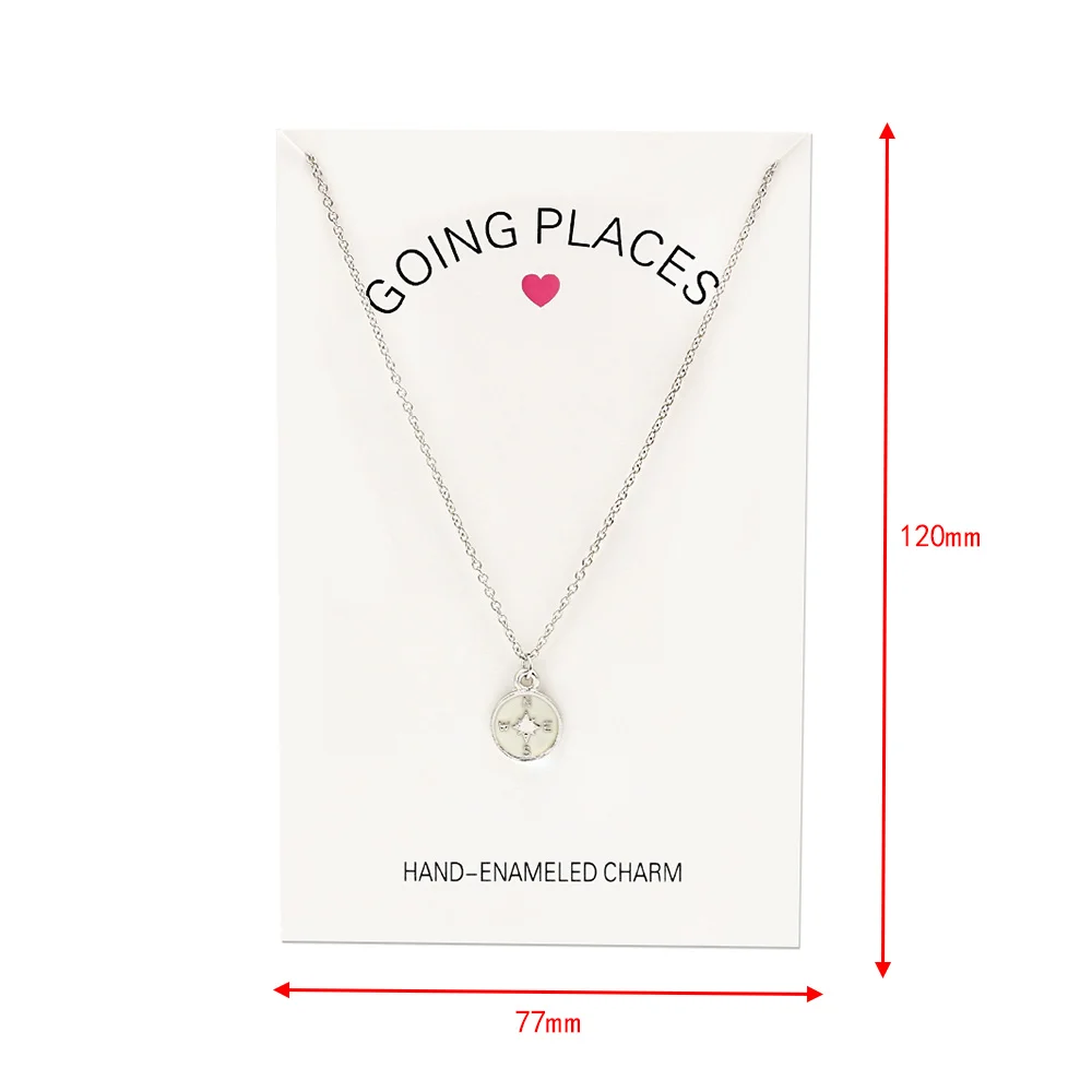 Модные подвески с компасом серебряные звенья цепочка ожерелье карточкой