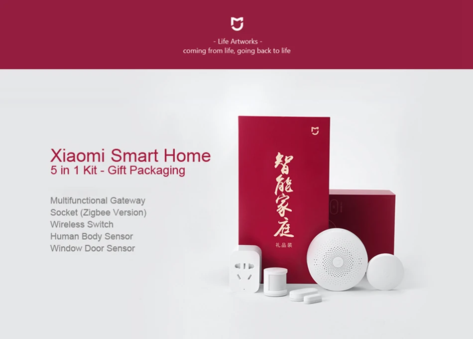 Xiaomi Mijia Aqara 5 в 1 Умный дом Комплект Zigbee розетка шлюз концентратор человеческого тела окна двери сенсор беспроводной переключатель мини
