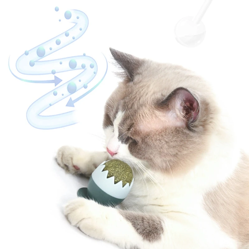 

Catnip Toy for Cat 1.2" Edible Balls Wall Mount Egg Shaped Base Natural Rotatable Licking Treats Toys for Kitten Kitty