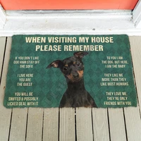 3d please remember miniature pinscher dogs house rules doormat non slip door floor mats decor porch doormat