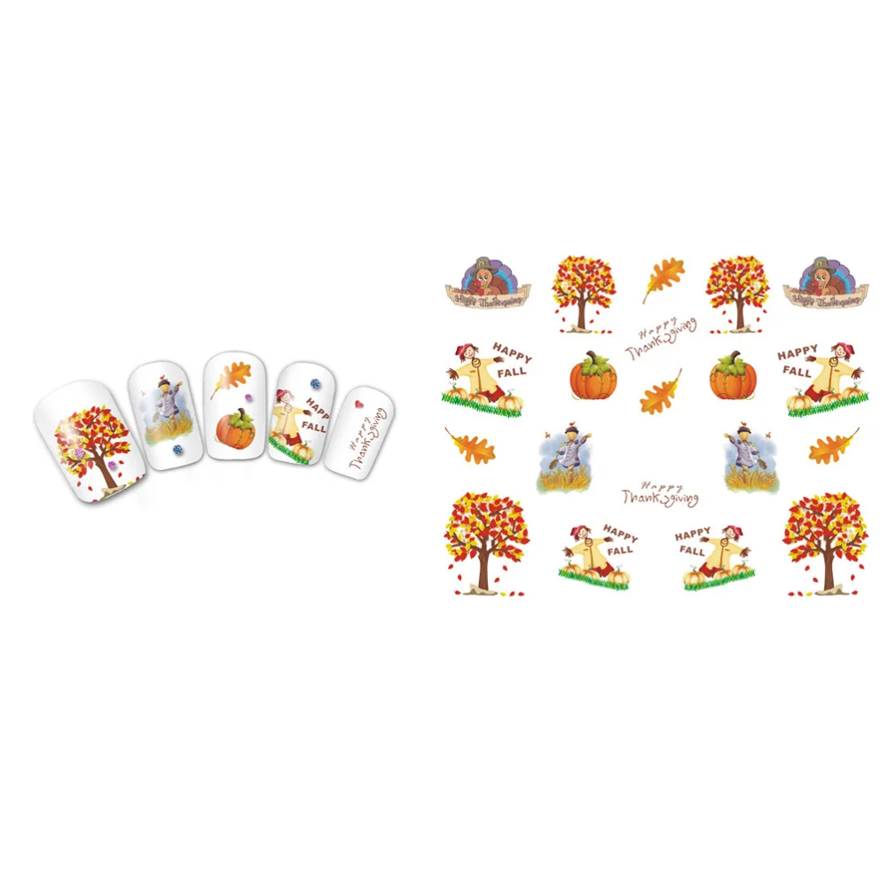 

12Pcs Fashion Nail Art Stickers Maple Leaf Pattern Nail Stickers Printed Nail Decals Manicure Accessories for Women Salon Mixed