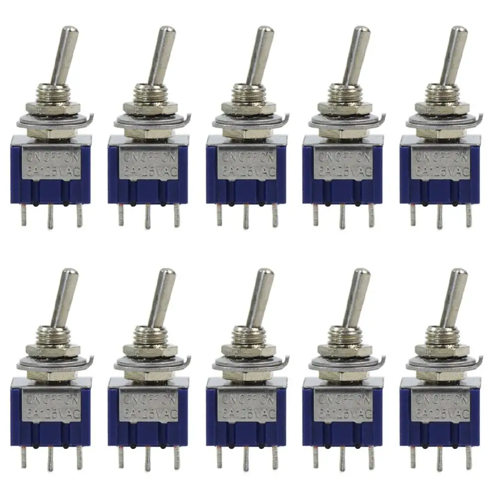 

SW02 10pcs Miniature Toggle Switch ON-OFF-ON DPDT