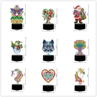 new lamp diy led diamond painting night light animals special shape diamond embroidery cross stitch unicorn owl home decoration