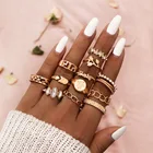 12 шт.компл. богемный набор колец на палец с цветком розы для женщин геометрическое кольцо на костяшки с кристаллами Женская бижутерия