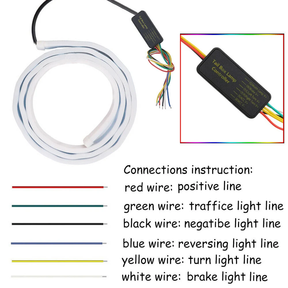 

Car Trunk Area Illumination Rear Brake Backup Turn Signal Light Fluid LED Strip Car Decoration Tailgate Accessories