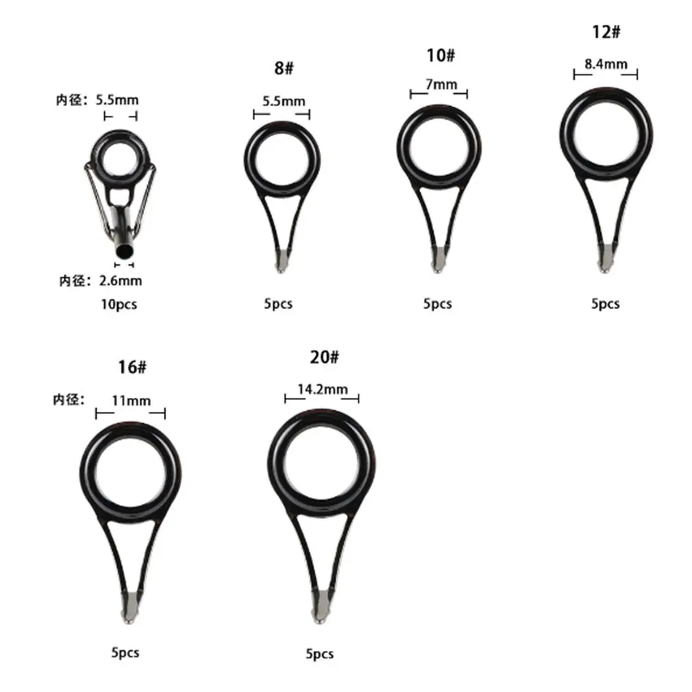 

35 Pcs/Box Guide Ring Set Stainless Steel Ceramic Sea Rod Wire Durable Loop Fishing Gear Guide Ring Accessories Dropshipping