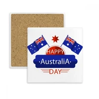 australia flavor happy flag and star square coaster cup mug holder absorbent stone for drinks 2pcs gift