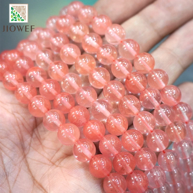 

Natural Stone Smooth Pink Cherry Quartz Round Loose Beads for Jewelry Making DIY Bracelet Necklace 15" Strand 4 6 8 10 12 14MM