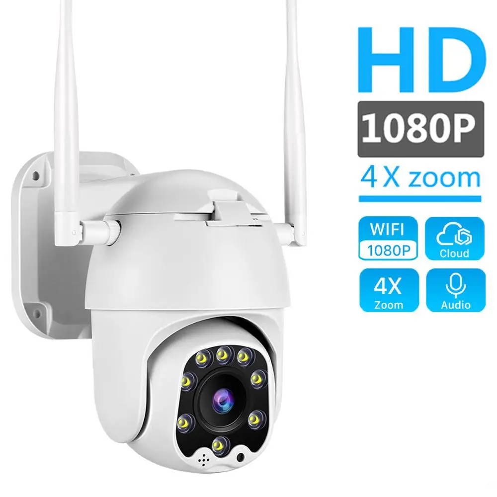 1080P PTZ wifi камера 2MP автоматическое отслеживание Водонепроницаемая CCTV Домашняя