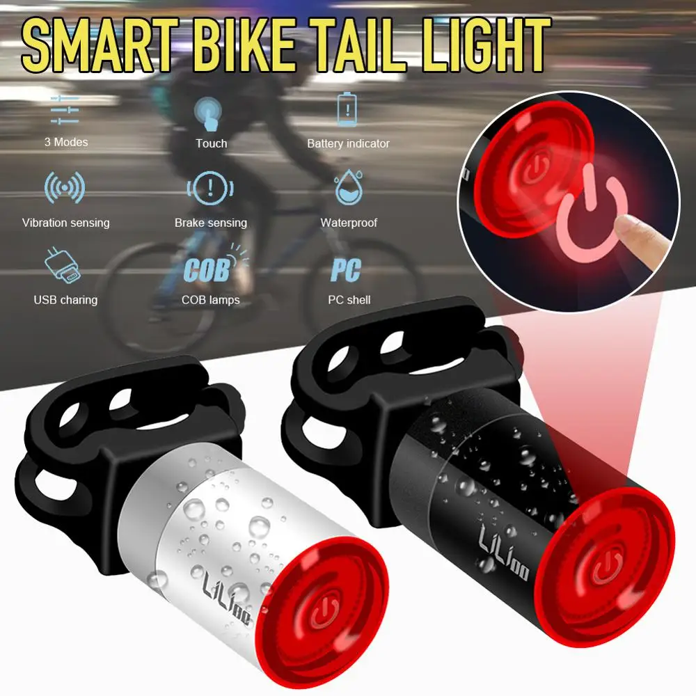 

Smart Bike Tail Light Auto ON/OFF 60LM 3 Light Modes Rechargeable LED Light for Bikes