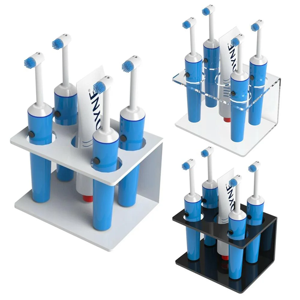 

Acrylic Countertop Toothpaste Storage Rack Electric Eyebrow Pencil Makeup Brush Bathroom Storage Holder with 4 Toothbrush Holes