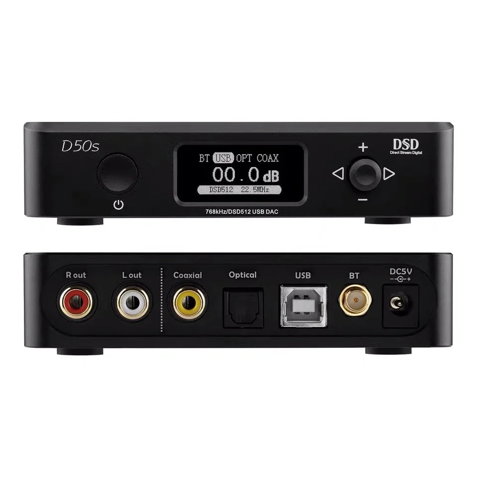 Топ D50S Bluetooth 5 0 ES9038Q2M CSR8675 DSD512 Hifi USB ЦАП предусилитель XU208 аудио стерео приемник