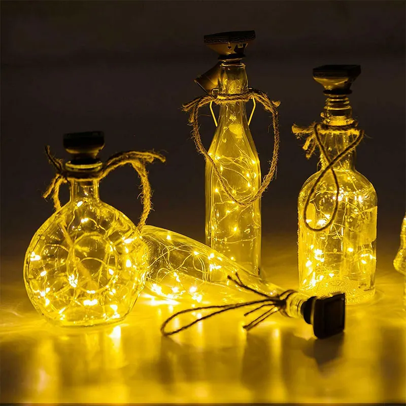 

10/20LED Bottle Solar String Lights Wedding Party Solar Cork Fairy Lights Solar Lights For Garden Decoration Copper Garland Wire