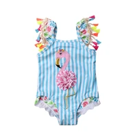 2020 summer new infant kids baby girls striped flamingo swimsuit one piece biki swimsuit swimsuit beachwear