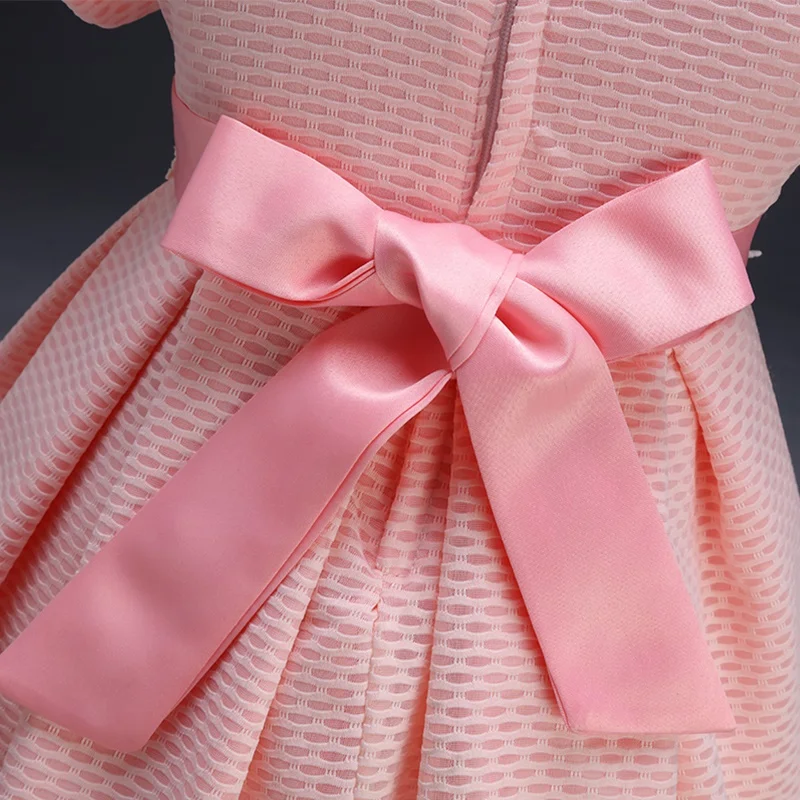 

2021 Summer Kid Wedding Dresses for Girl Elegant Bow Flower Princess Dress Baby Girl Dress Party Pink Infantil Girl Clothes 1-4Y