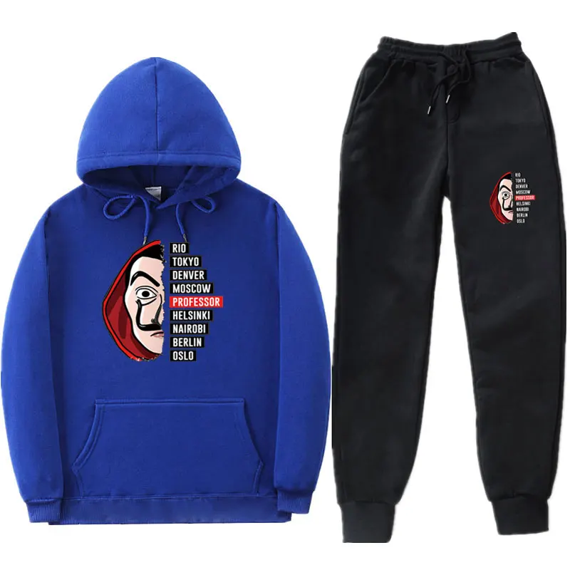 

Stylish men's sports suit la casa de papeI fall Harajuku hip-hop clown money robbery TV station printing fashion sudadera hombre