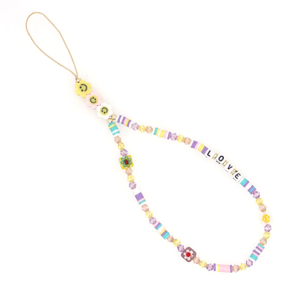 

Mobile Phone Strap Vintage Smile Love Letter Phone Lanyard Wrist Rope Cord For Cell Phone Case Hanging Rope Chain Boho Jewelry