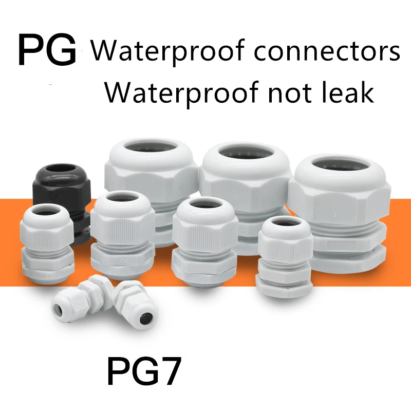 10 шт. водонепроницаемый нейлоновый Пластиковый Кабельный соединитель PG7 для
