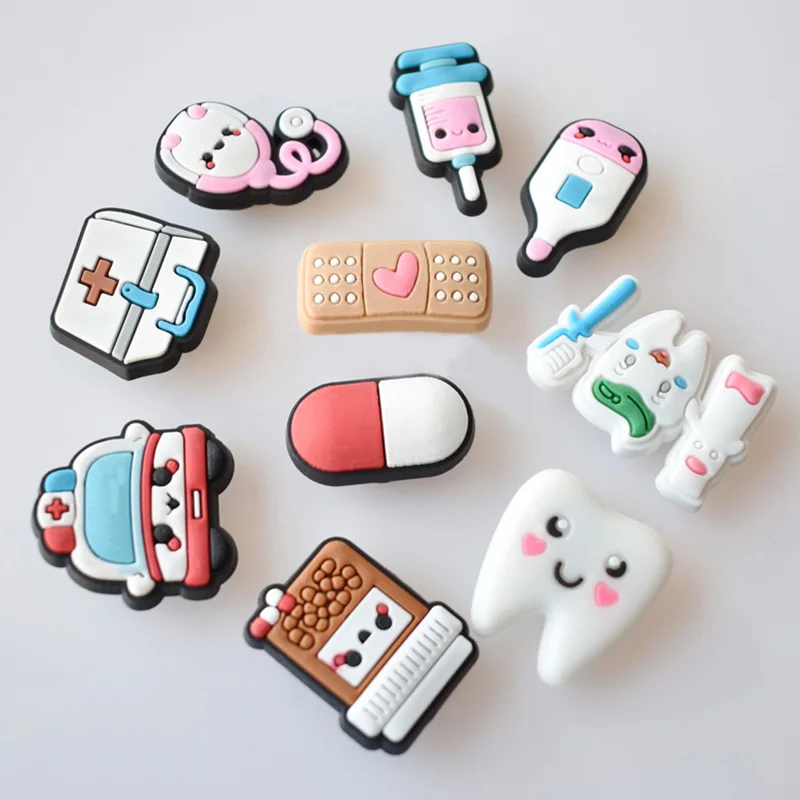 

Hot Selling 1PCS Medical Equipment Icon Shoes Charms For DIY Croc Accessories Nurse Hole Slipper Wristband Decoration Gifts