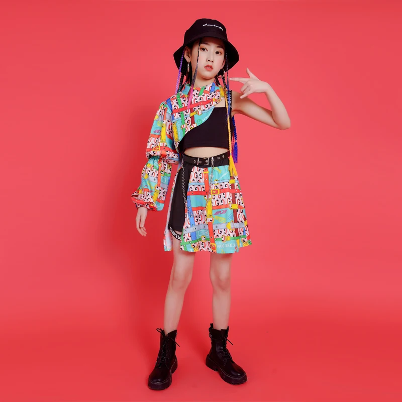 

Jazz Dance Clothes Girls Crop Tops Skirt Outfit Hip Hop Ballroom Dance Fashion Catwalk Costumes Kids Cheerlead Dance Wear BL5852