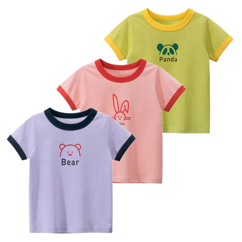 

Детская одежда, летние новые футболки для девочек, корейские милые Мультяшные топы, Модная тонкая из чистого хлопка с коротким рукавом, детская одежда От 2 до 8 лет