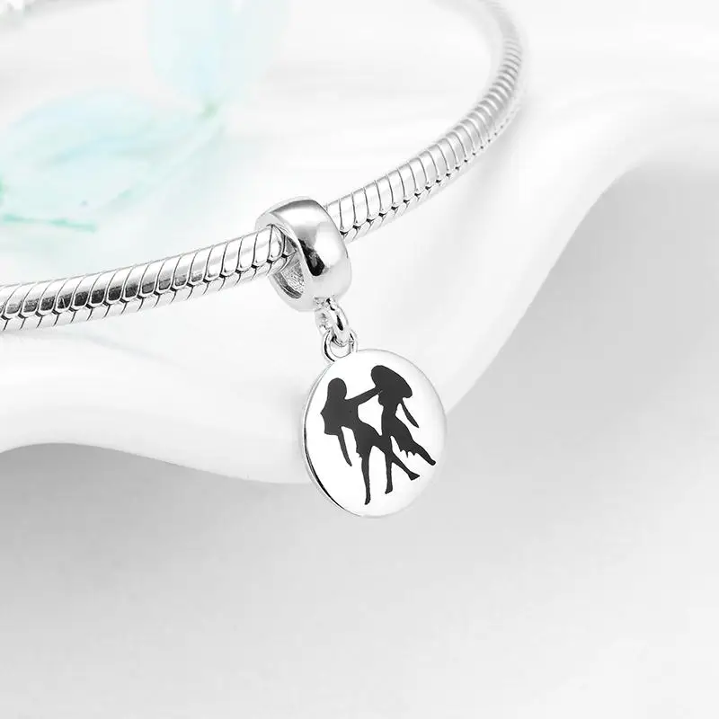 Новый Шарм Подвеска 925 стерлингового серебра 12 созвездий драгоценные бусины