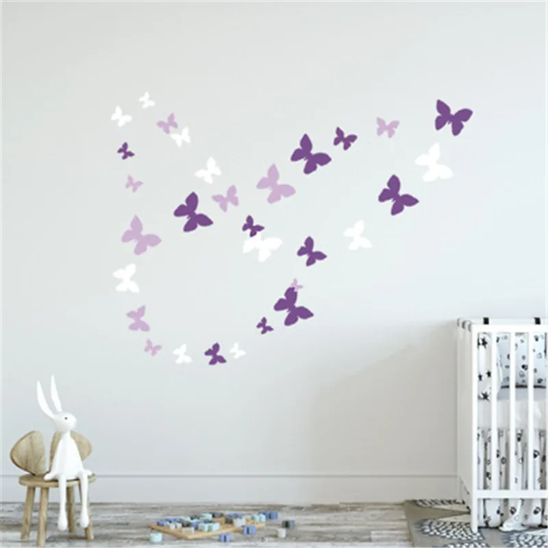

Purple White Butterfly Wall Sticker For Kids Room Home Decor Living Room Art Decorative Sticker Bedroom Decals Murals Muraux