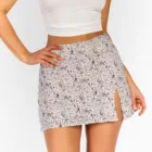 Женская трапециевидная юбка с цветочным принтом и разрезом, стройнящая Женская юбка с принтом, Женская юбка с разрезом и высокой талией