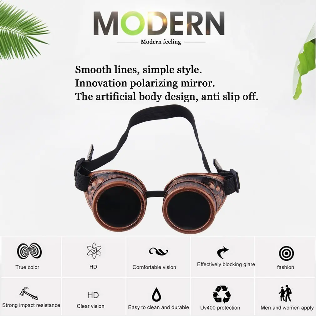 

Professional Goggles Steam Glasses Vintage Welding Gothic Victorian Outdoor Sports Sunglasses Men Accessories