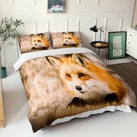 winter duvet cover lifelike fox pattern double bedspread with pillowcases 3d animal print bed sheets fabic home textiles
