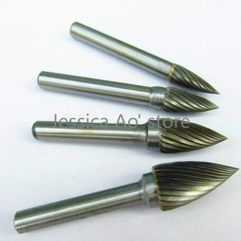 

2pcs 6-16mm 6mm Shank Cone Shape Sharp Tip Metal Milling Cutters CNC Machine Engraving Knife Carbide Rotary File Router Bit Wood