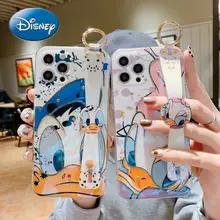 Disney Donald Duck Daisy for IPhone 7/8P/X/XR/XS/XSMAX/11/12Pro/12mini Blu-ray Cartoon Wristband Anti-drop Phone Case