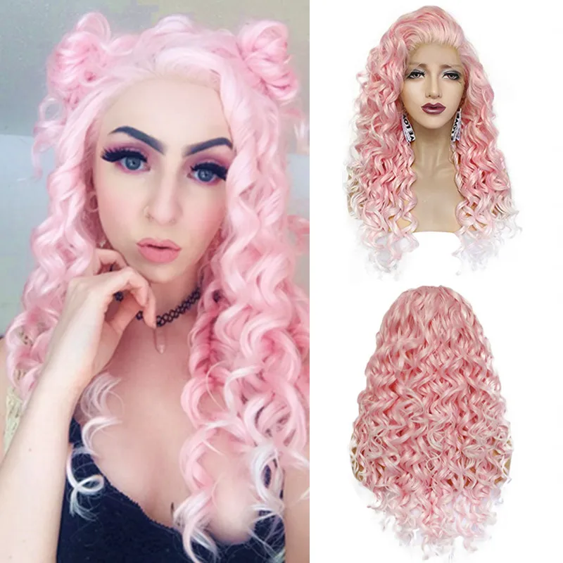 Ebingoo Hair cap+ высокотемпературное волокно натуральный длинный кудрявый платиновый блонд синтетический парик на кружеве с бесплатной частью