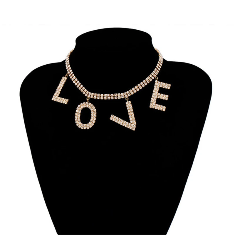 

olevo jewelry brand new product couple 2020LOVE letter necklace personality trend water zircon necklace holiday gift customizabl