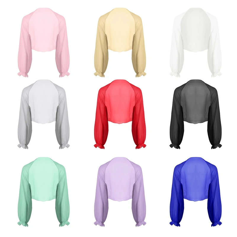 Women's Lightweight Long Sleeve Open Front bolero shrug Chiffon Brand New solid color see through thin short coat jacket tops | Женская