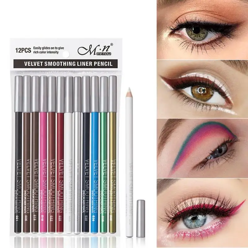 

Hot 12 Colors Waterproof Eyeliner Pencil Eye Shadow Pen Long Lasting Sweatproof Easy To Color Eye Makeup Pigment Eye Liner TSLM1