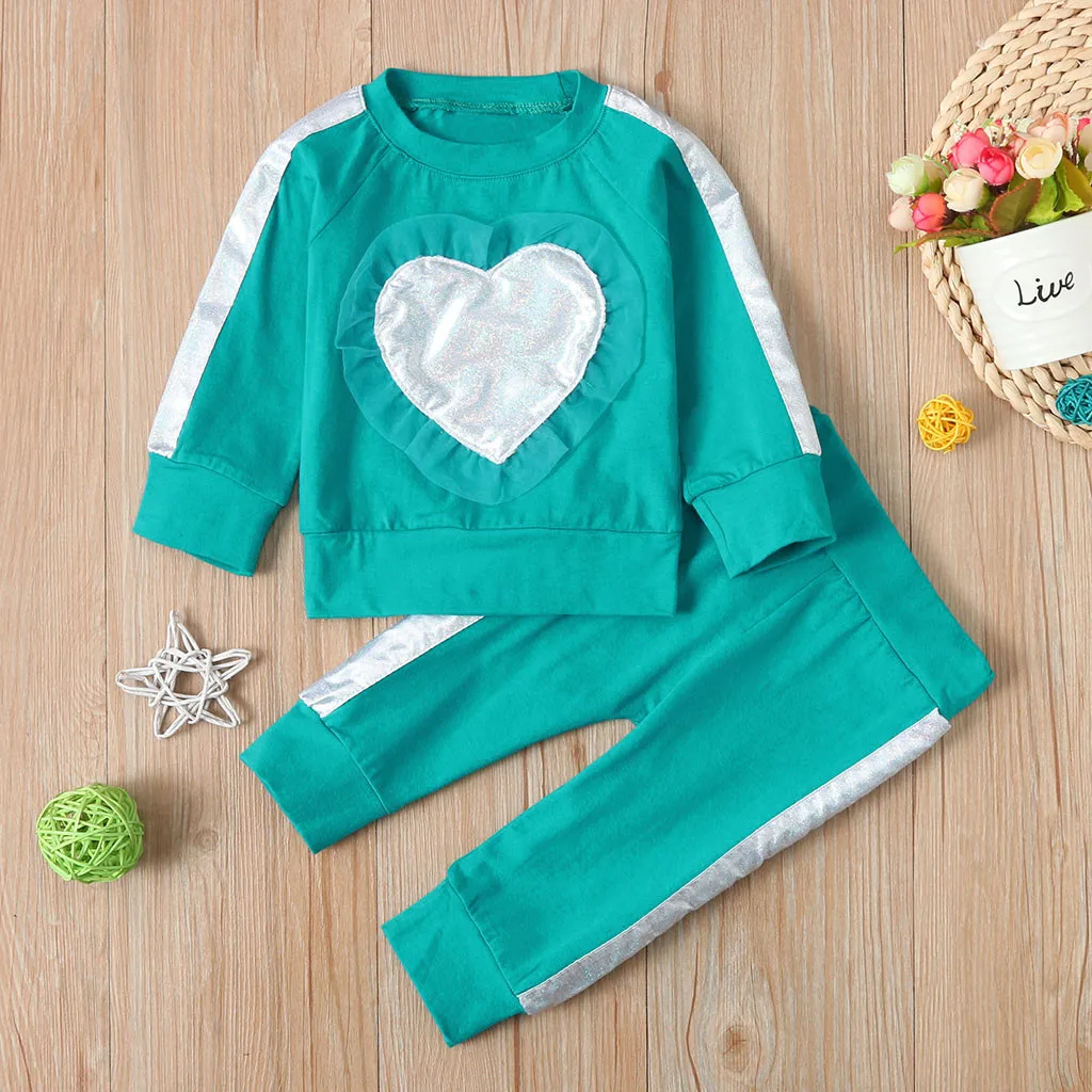 2 шт. Детский свитшот с оборками и сердечками | Мать ребенок