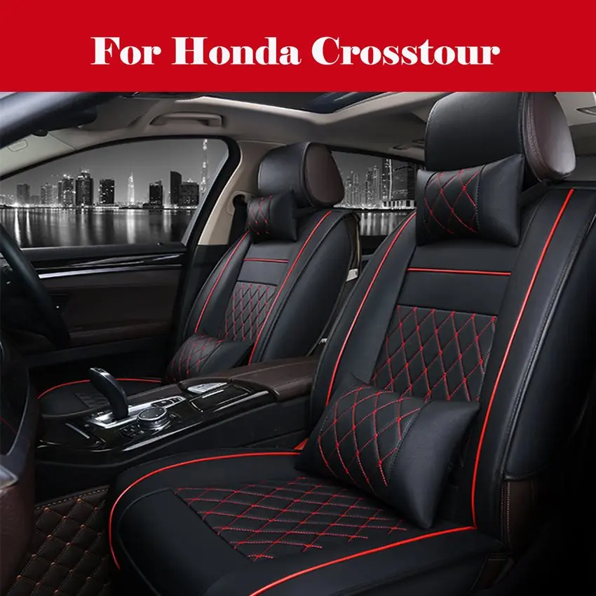 

Car Seat Cover-Waterproof PU Leather Cushion Anti-Slip Suede Backing-Universal Leather Seats Easy to Clean For Honda Crosstour