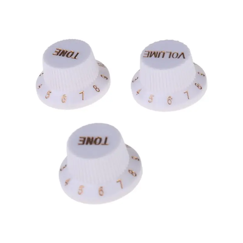 

1 Volume 2 Tone Control Knobs For Electric Guitar Bass FD ST Plastic White Golden