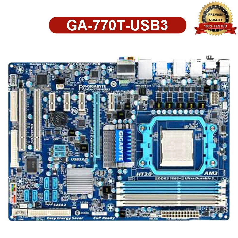 Для Gigabyte GA-770T-USB3 770T-USB3 настольная материнская плата 770 Socket AM3 DDR3 SATA2 USB3.0 ATX 100%