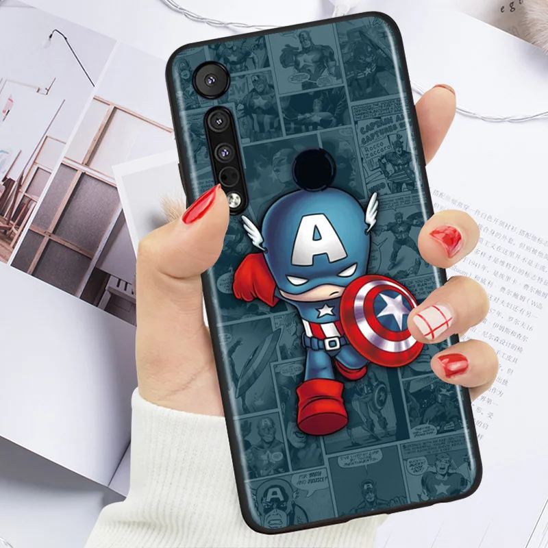 

Marvel Avengers Super Hero Cartoons For Motorola G9 G8 G Power One Fusion Edge E6 Plus Play Lite TPU Silicone Black Phone Case