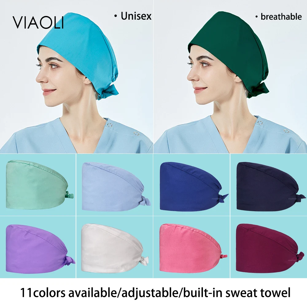 

Multicolor High Quality Breathable Scrub Hat Outdoor Sweat-absorbent Work Accessories Operating Room Women's Dental Medical Caps