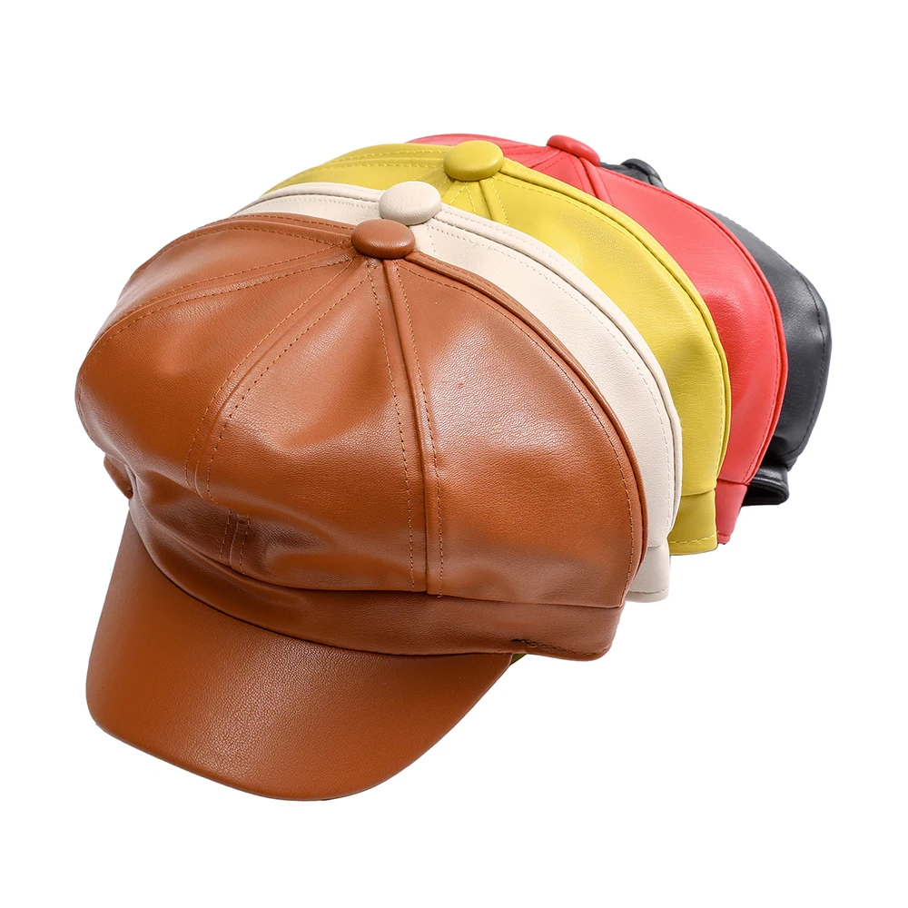 WELROG/женские шапки-береты из искусственной кожи с козырьком плоская кепка женские