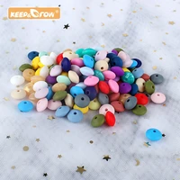 keepgrow 50pcs lentil silicone beads 12mm food grade rodent diy baby pendant necklace baby teether childrens products