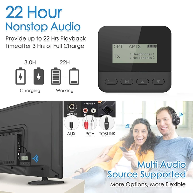 Top CSR8675 Bluetooth 5.0 Adapter Wireless o Receiver Transmitter LCD Display Support APTX | Электроника